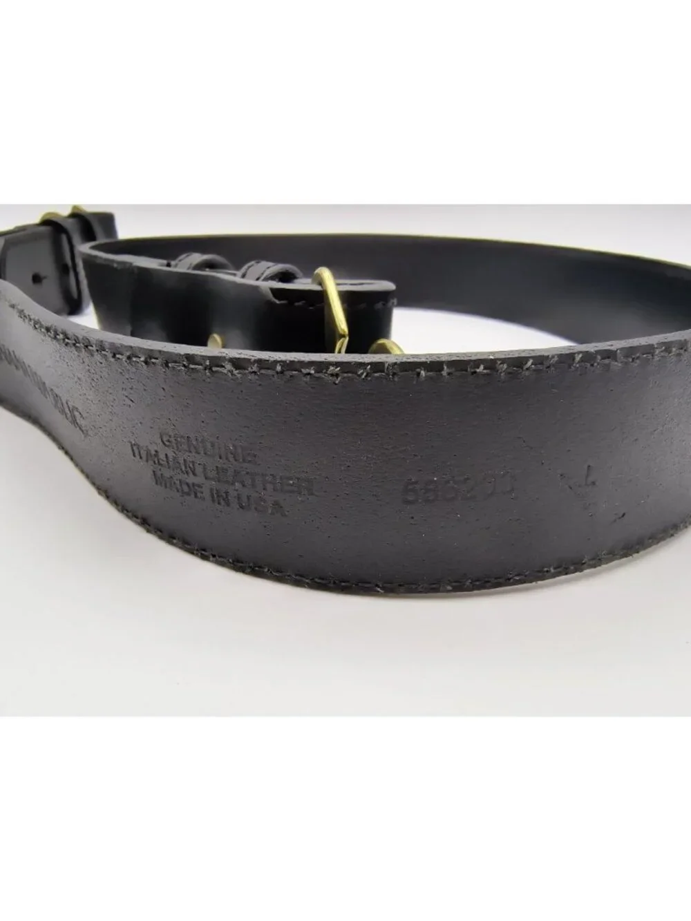 Banana Republic Black Leather Belt Large Brass Closure Made in USA